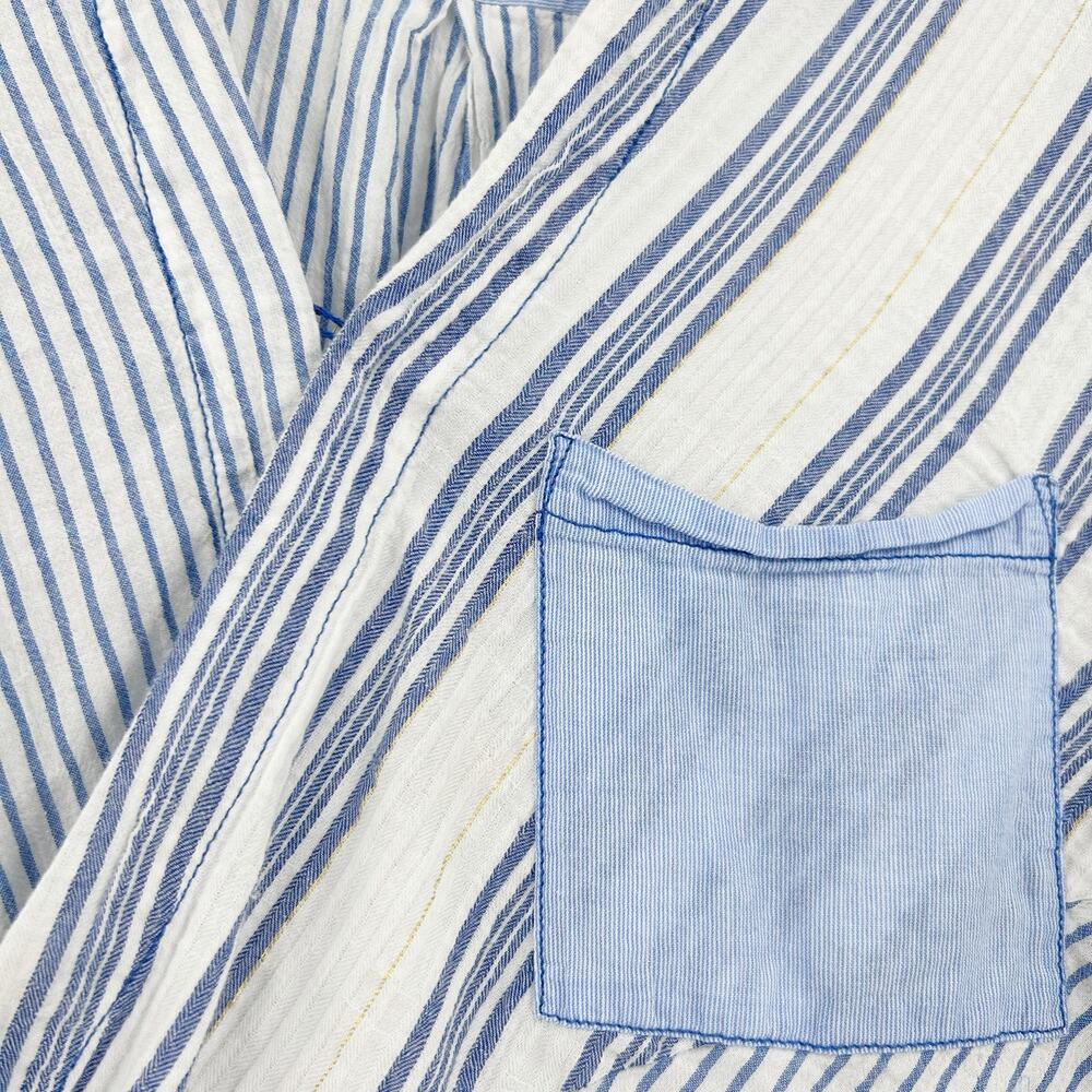 Anthro Holding Horses Blue White Stripe Wrap High Low Tunic Top Coastal Womens S - Picture 12 of 13